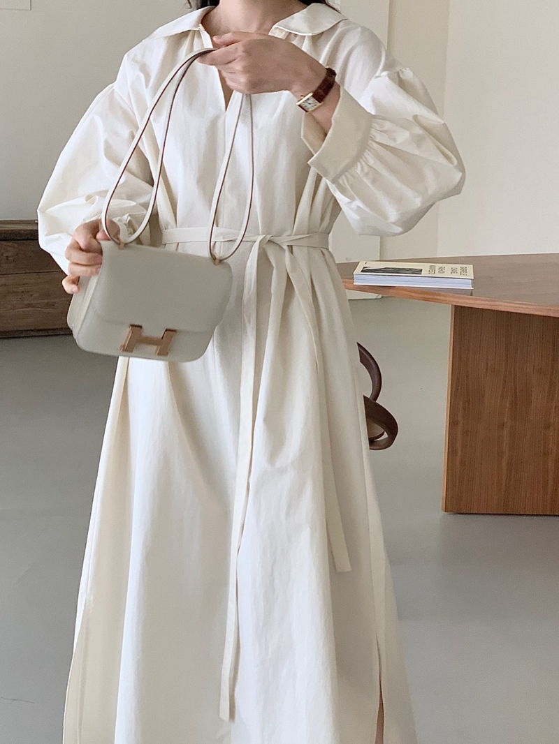 Pure tie coat dress