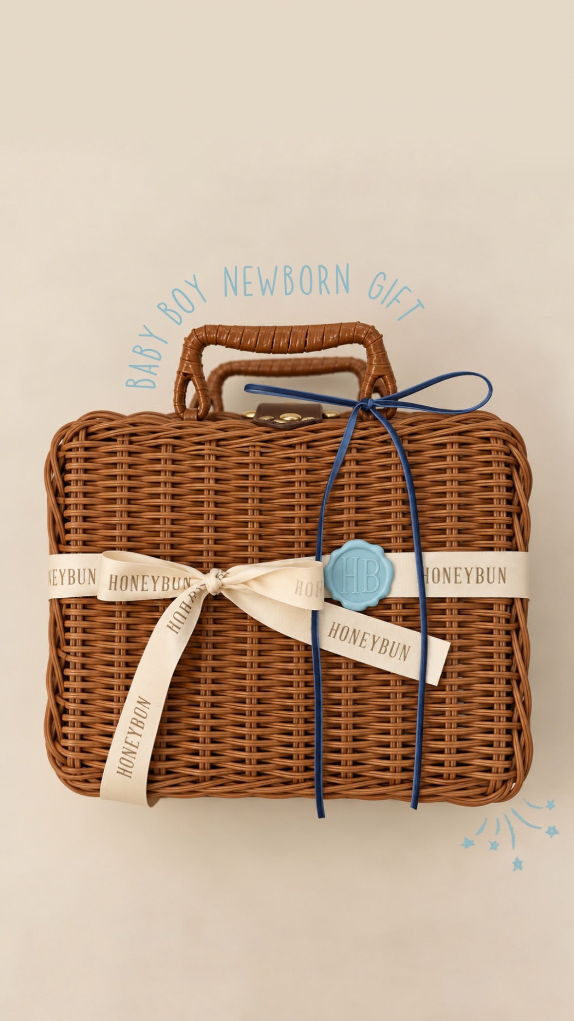 Babyboy grey rattan gift