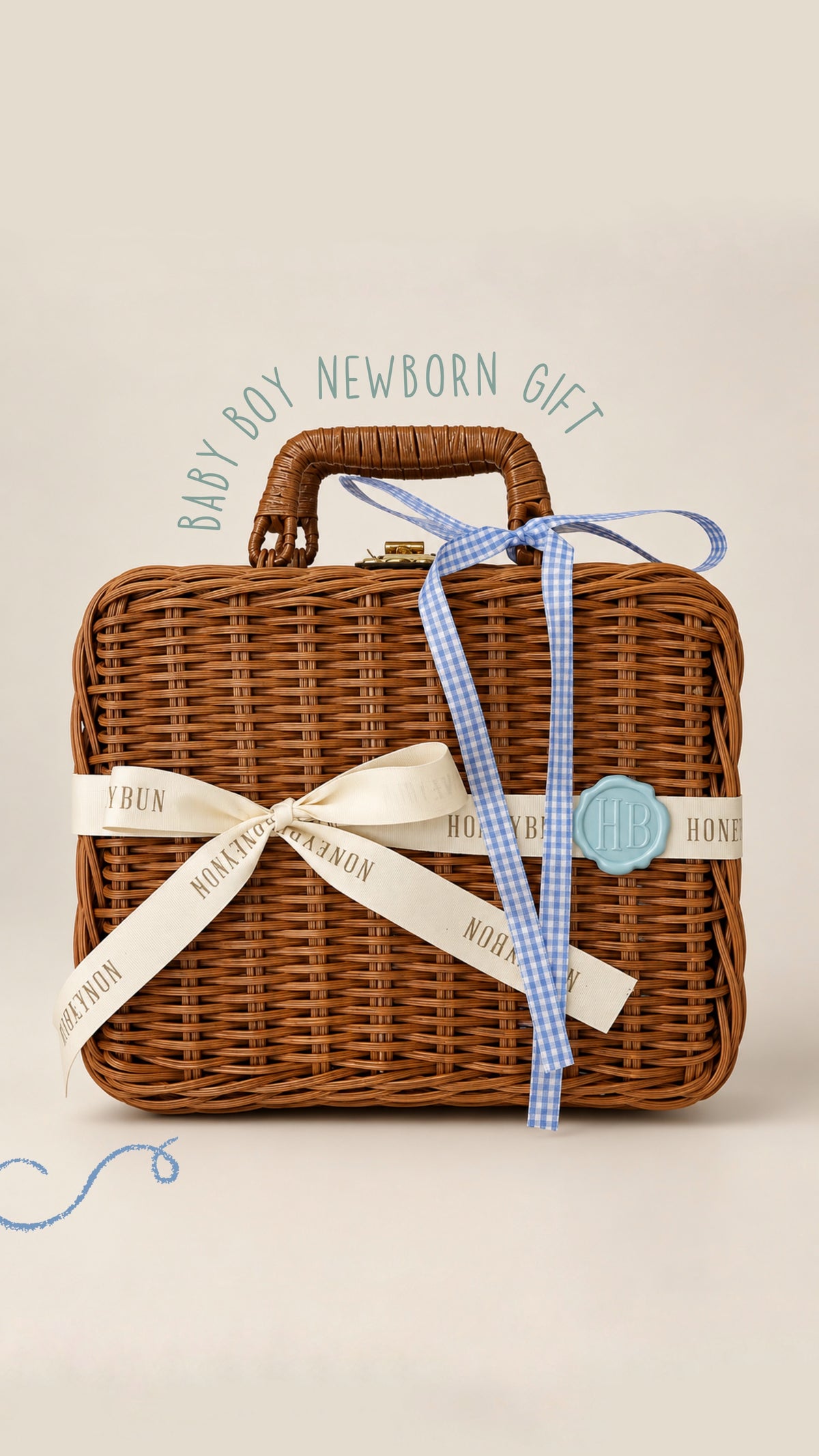 Babyboy blue rattan gift