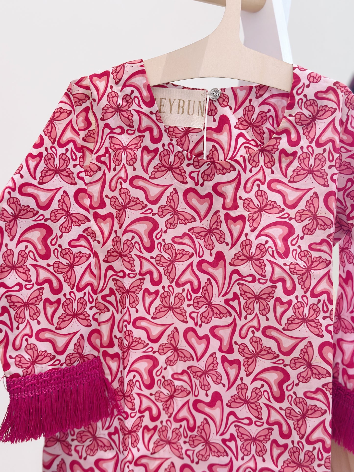 Pink Butterfly jalabya with twilly