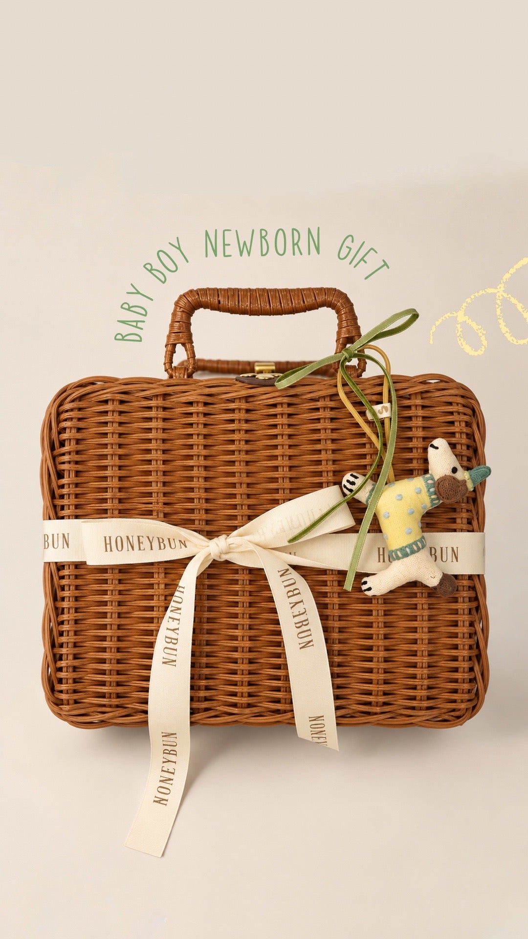Babyboy green rattan gift