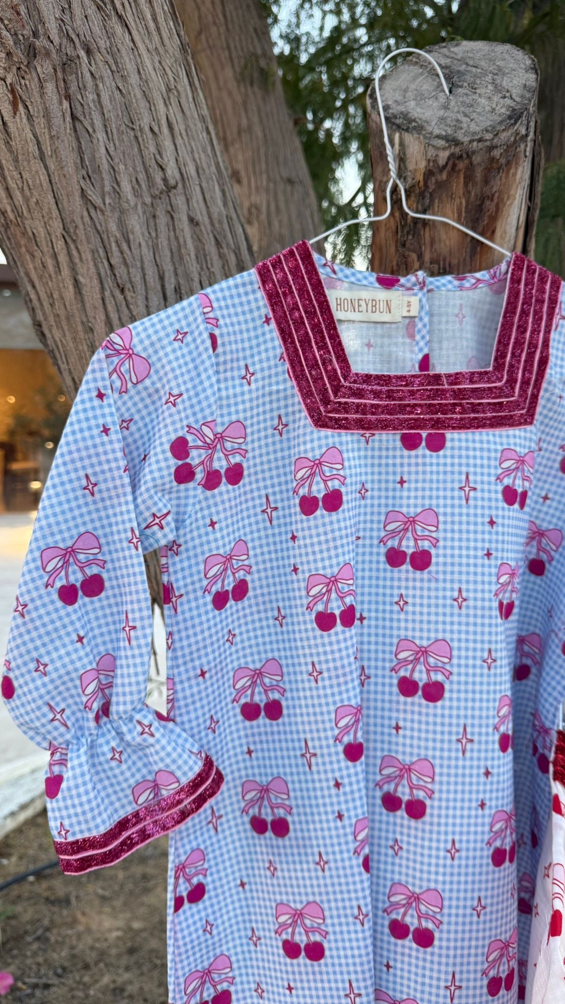 Glitter cherry jalabya with hairclip