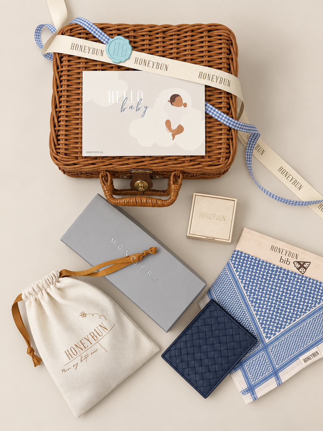 Babyboy blue rattan gift
