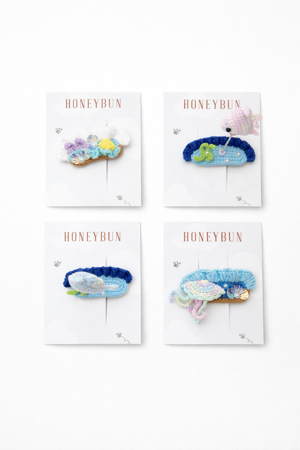 Sea crochet hairpins