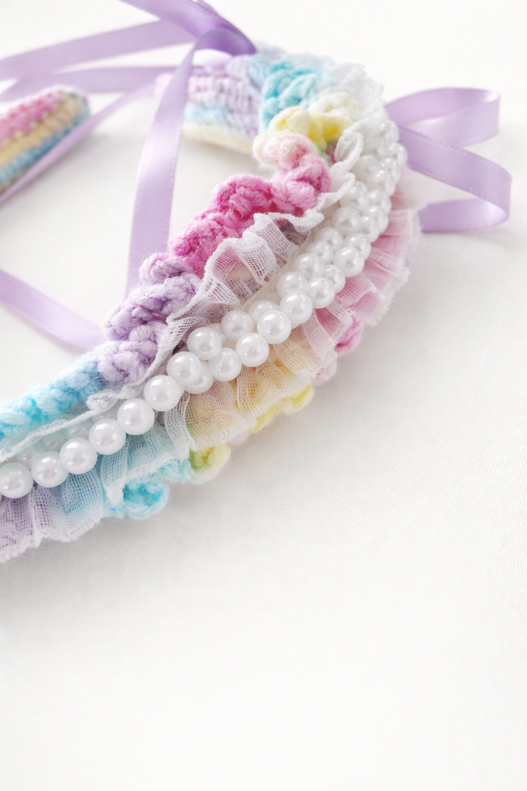 Ribbon crochet hairband