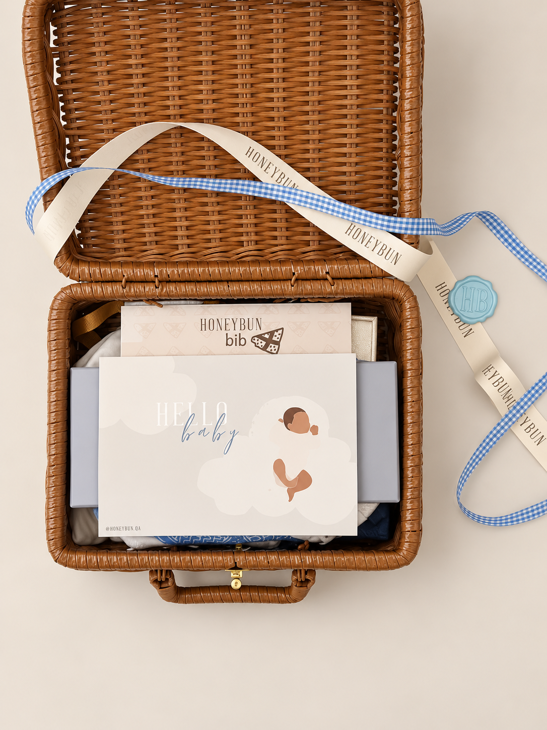 Babyboy blue rattan gift
