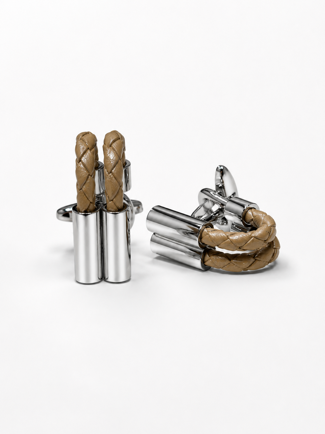 Leather cufflinks