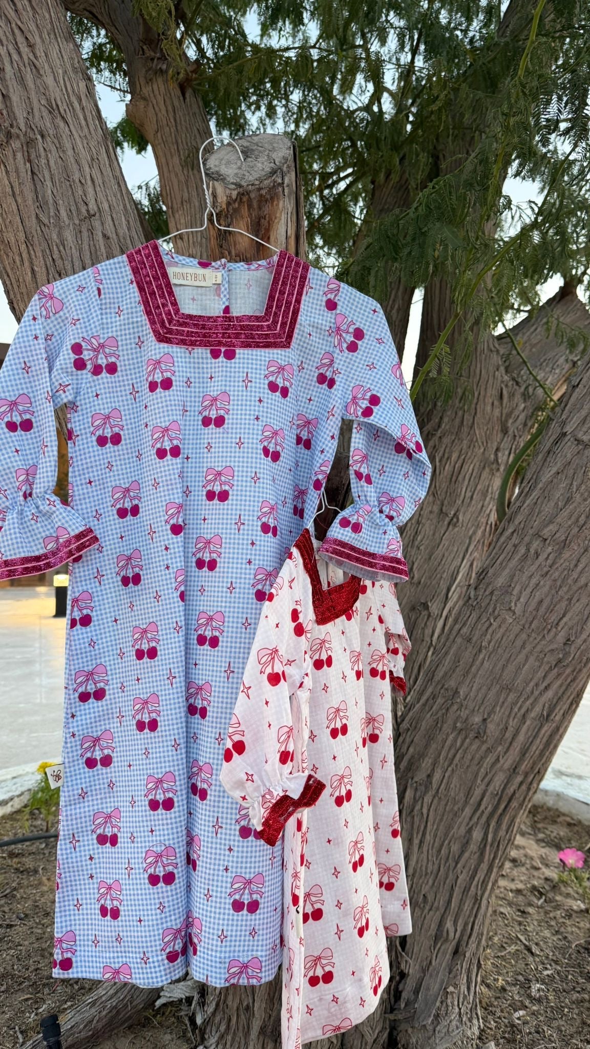 Glitter cherry jalabya with hairclip