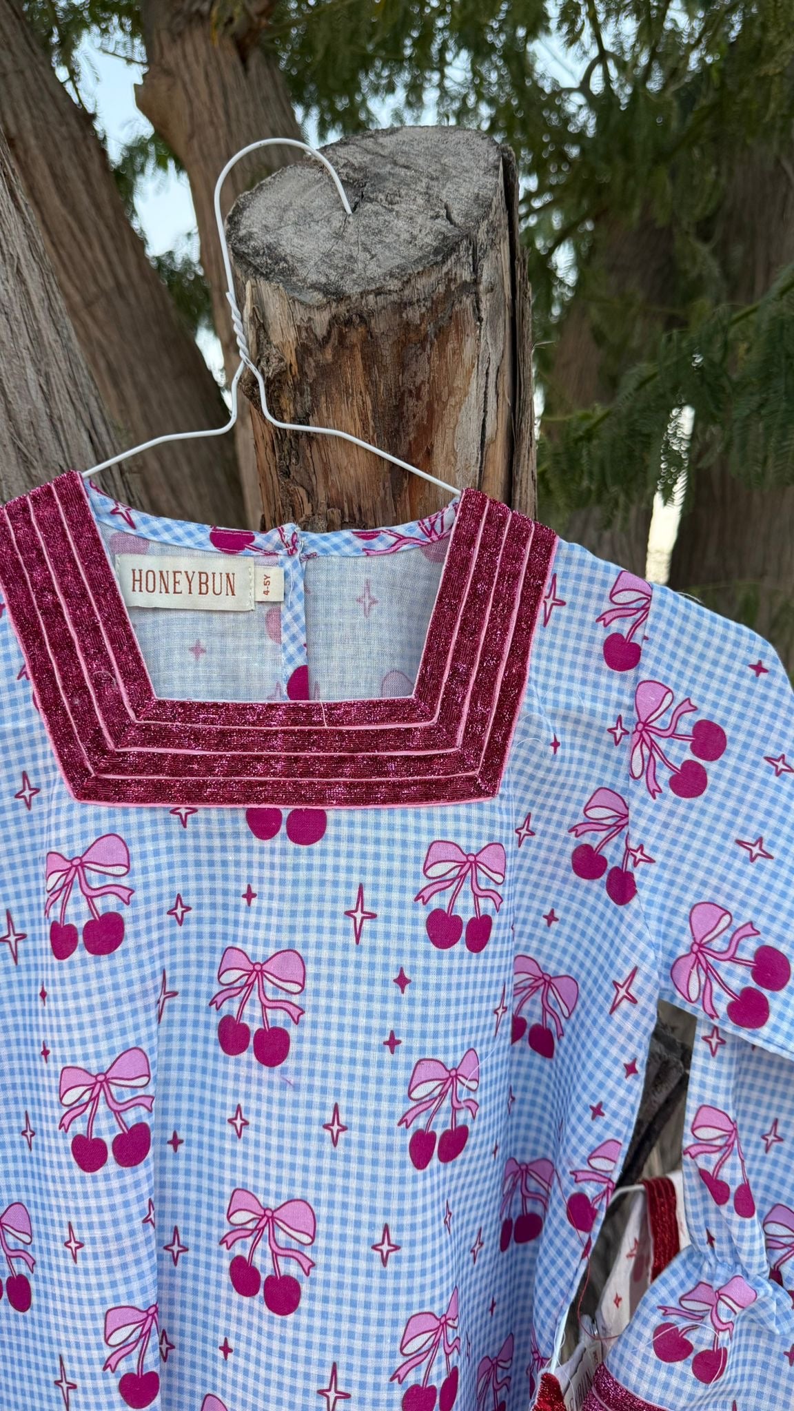 Glitter cherry jalabya with hairclip