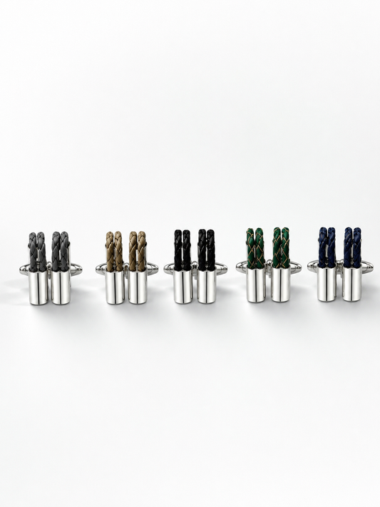 Leather cufflinks