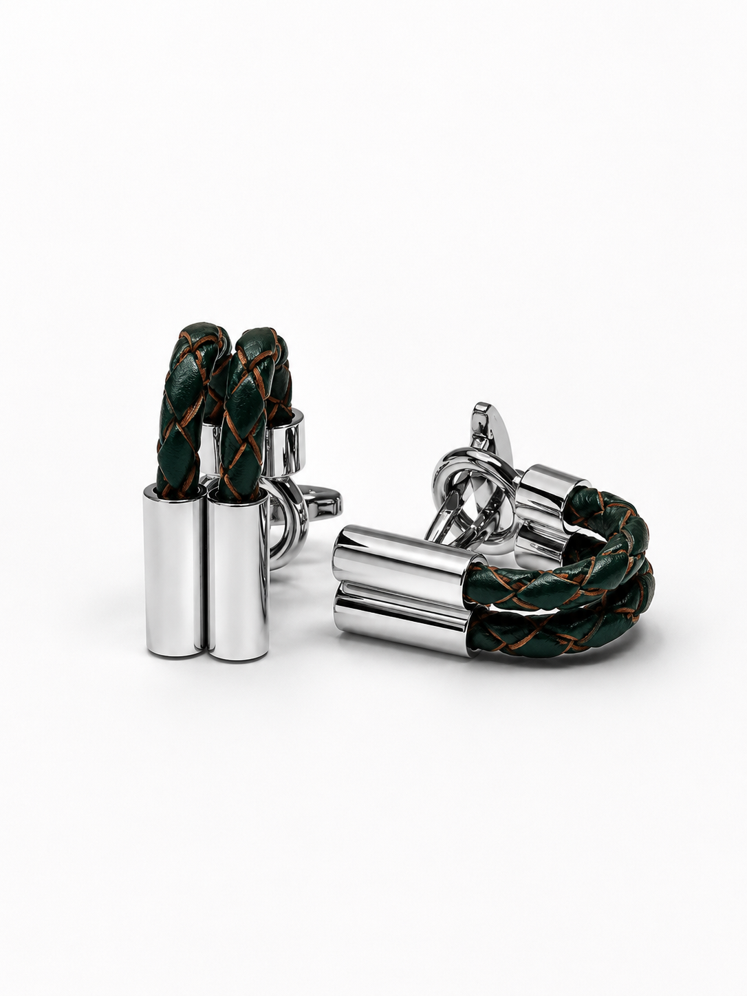Leather cufflinks