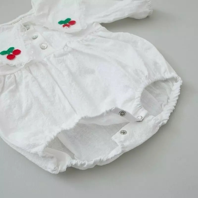 White cherry bodysuit & bonnet