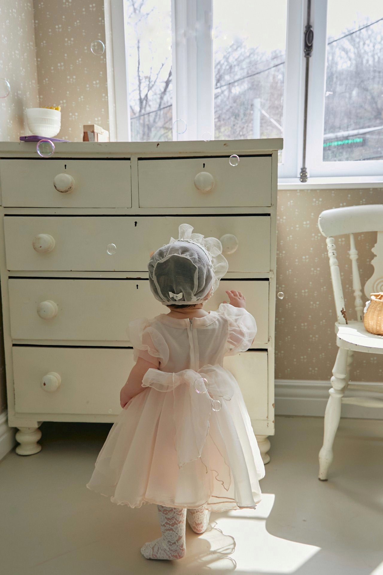 Rosie organza dress & bonnet