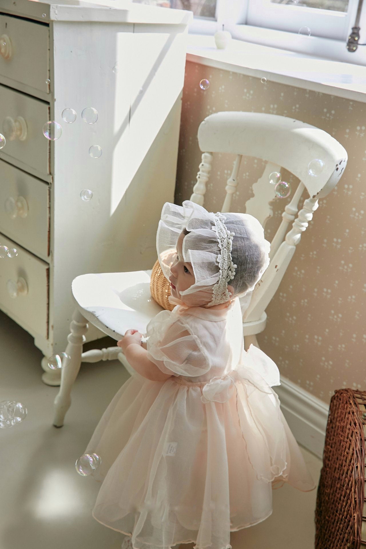 Rosie organza dress & bonnet