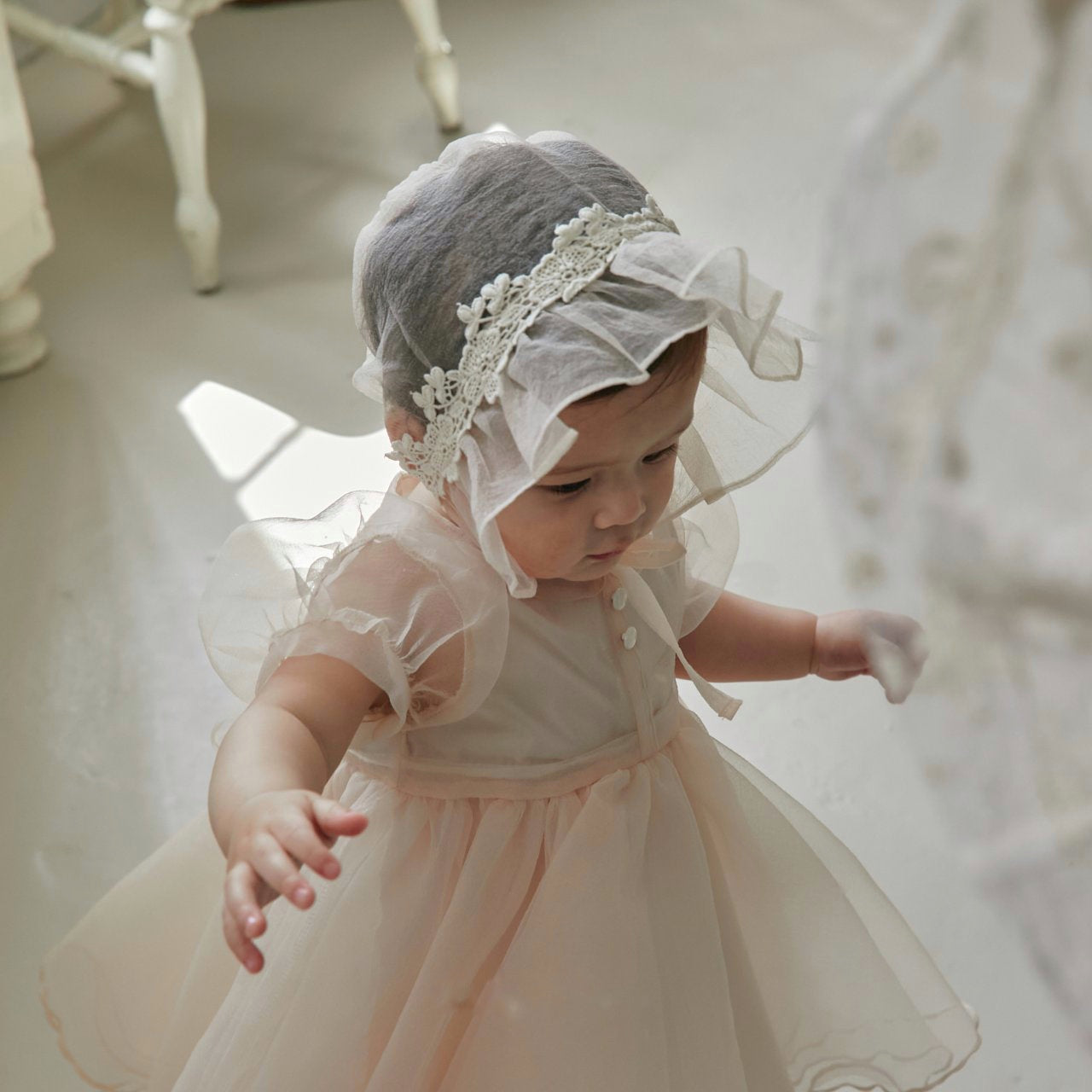 Rosie organza dress & bonnet