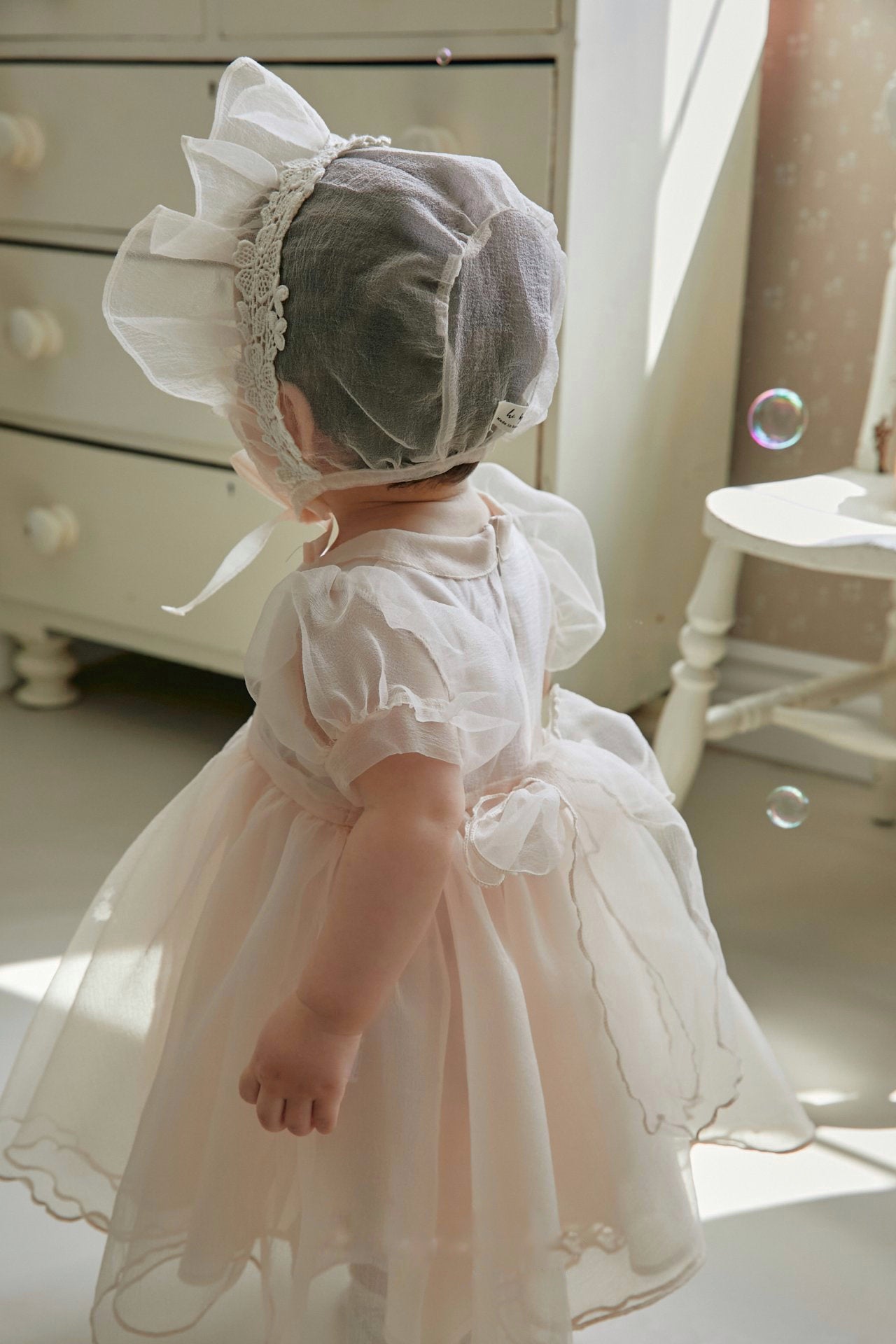 Rosie organza dress & bonnet