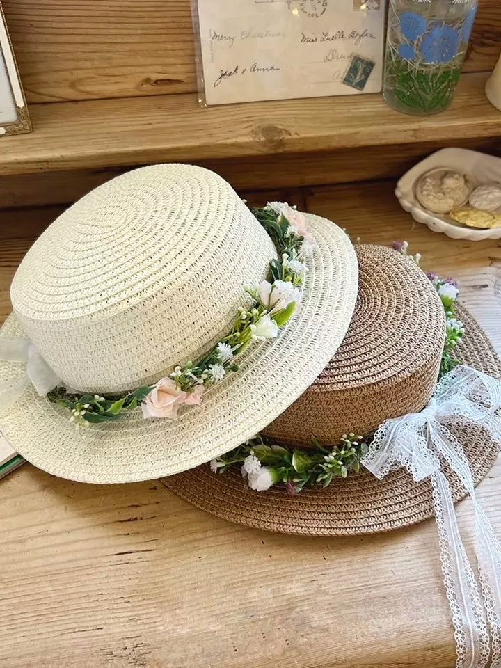 Flower straw hat