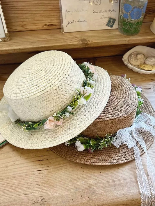 Flower straw hat