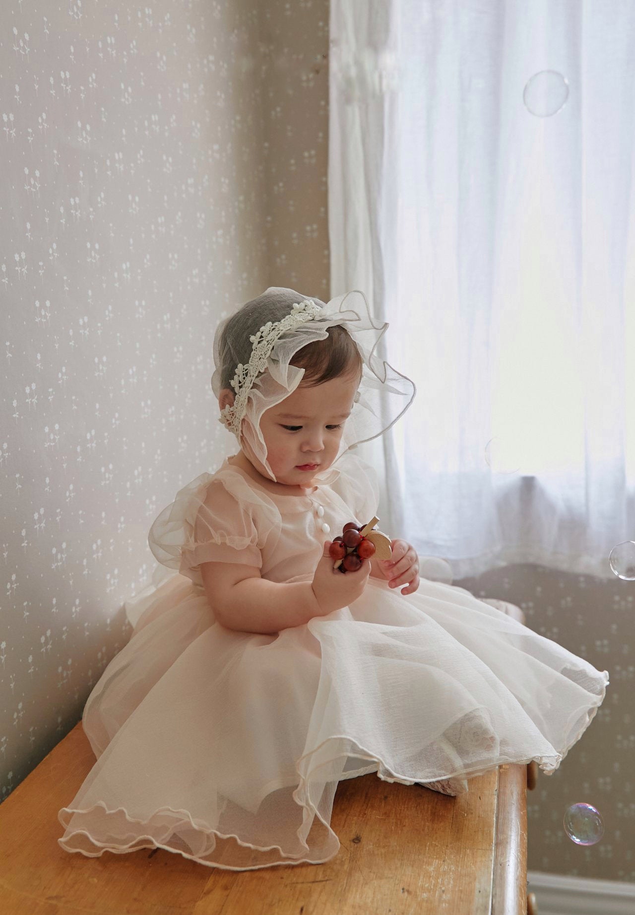 Rosie organza dress & bonnet