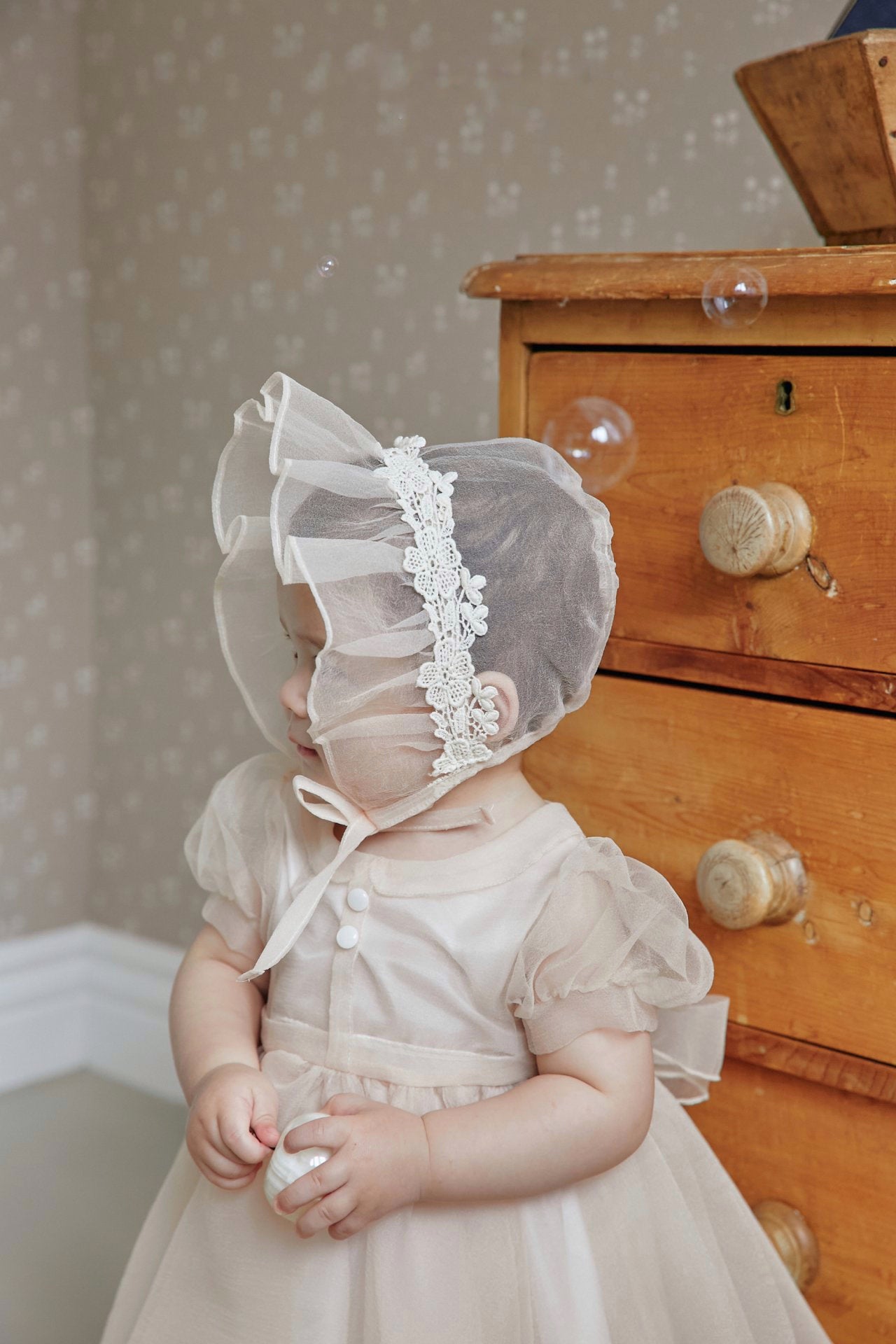 Rosie organza dress & bonnet