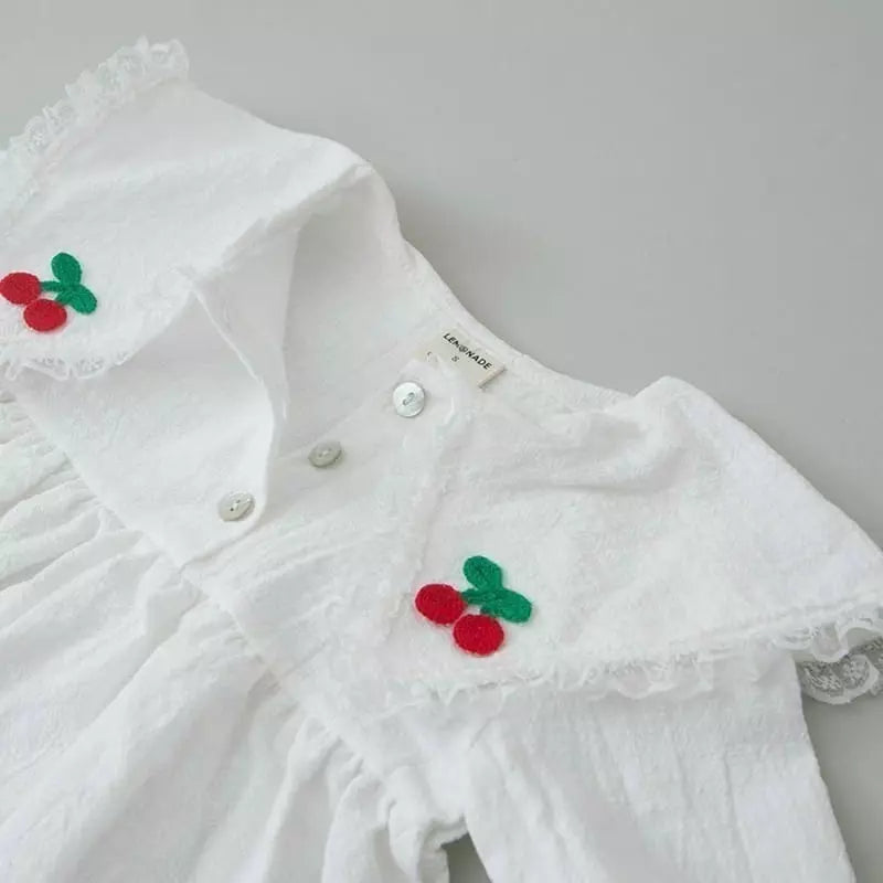 White cherry bodysuit & bonnet