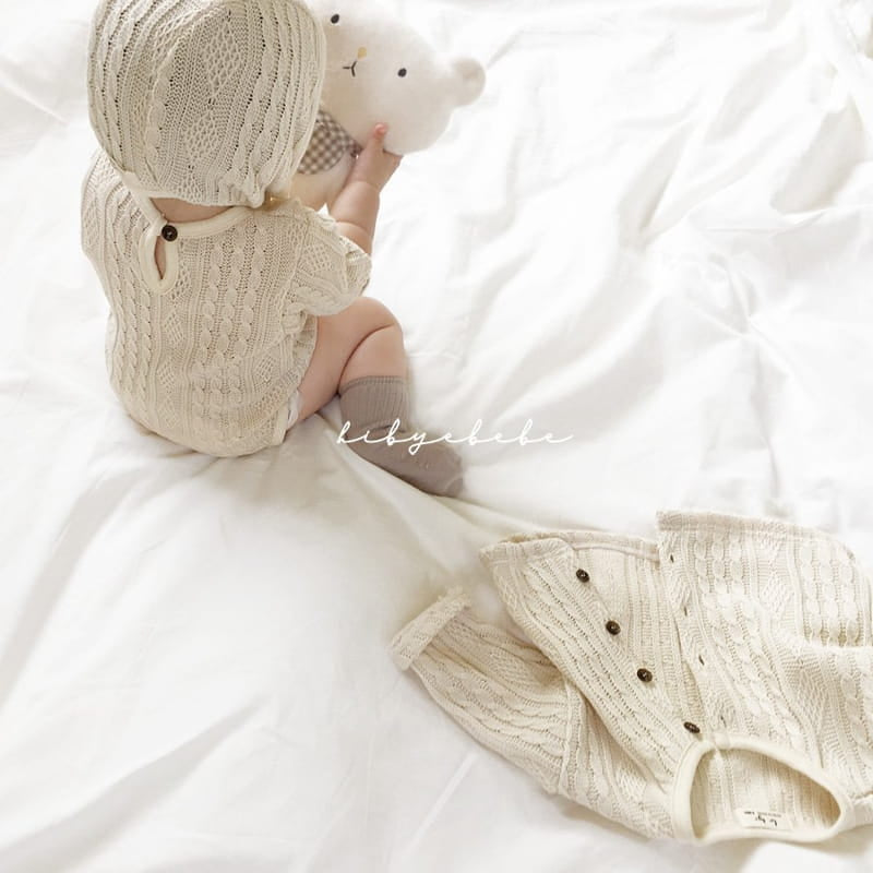 Twist knit cardigan, romper & bonnet set