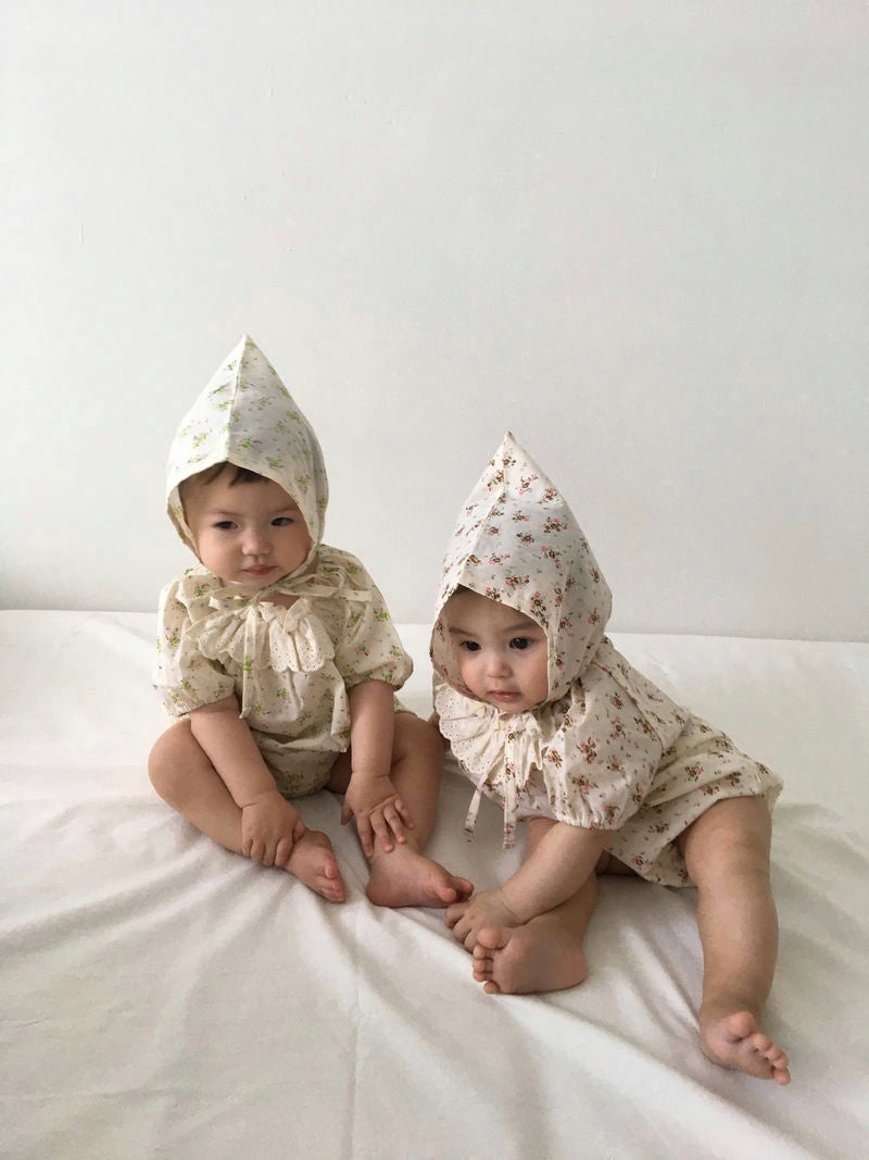 Flower romper & bonnet