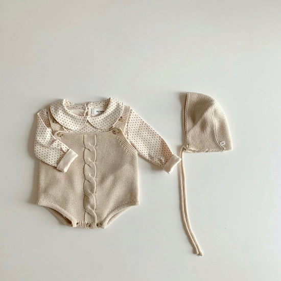 Twist knit bodysuit & bonnet