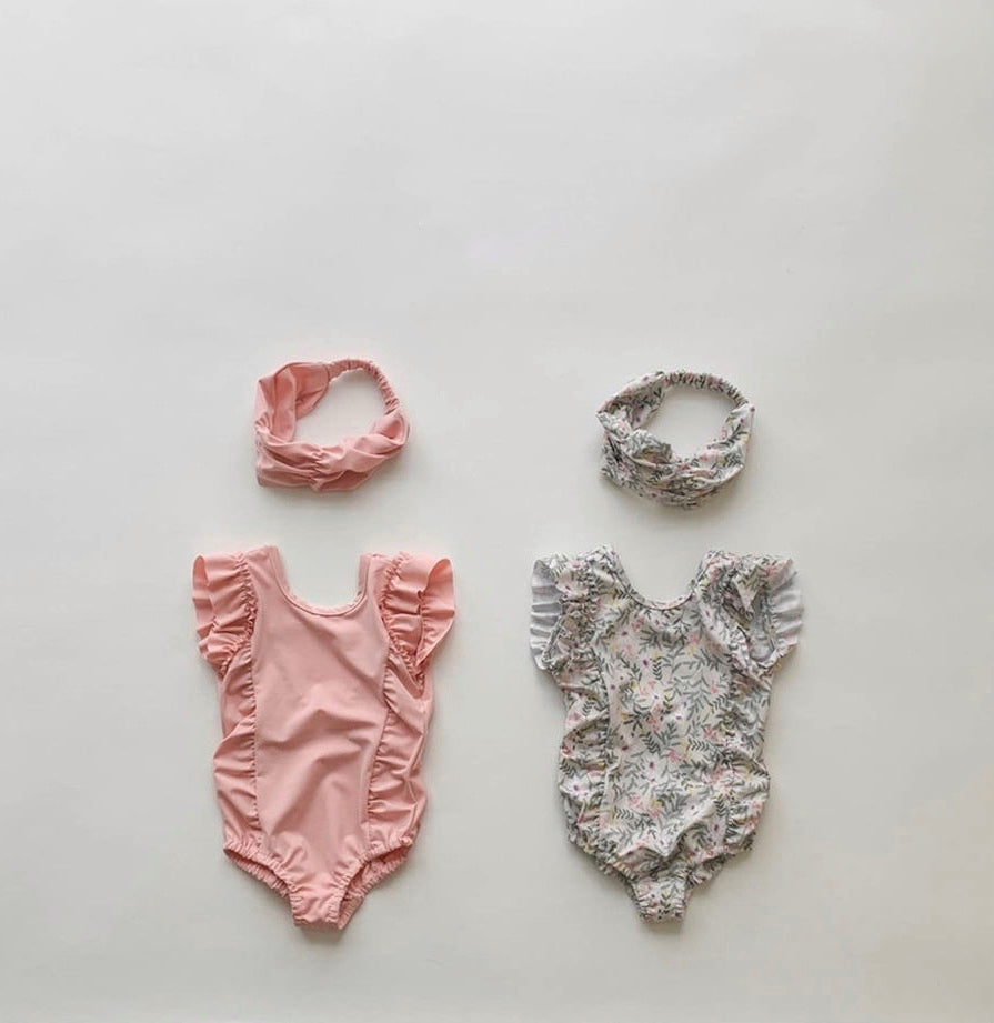 Ruffle swimsuit & hairband set