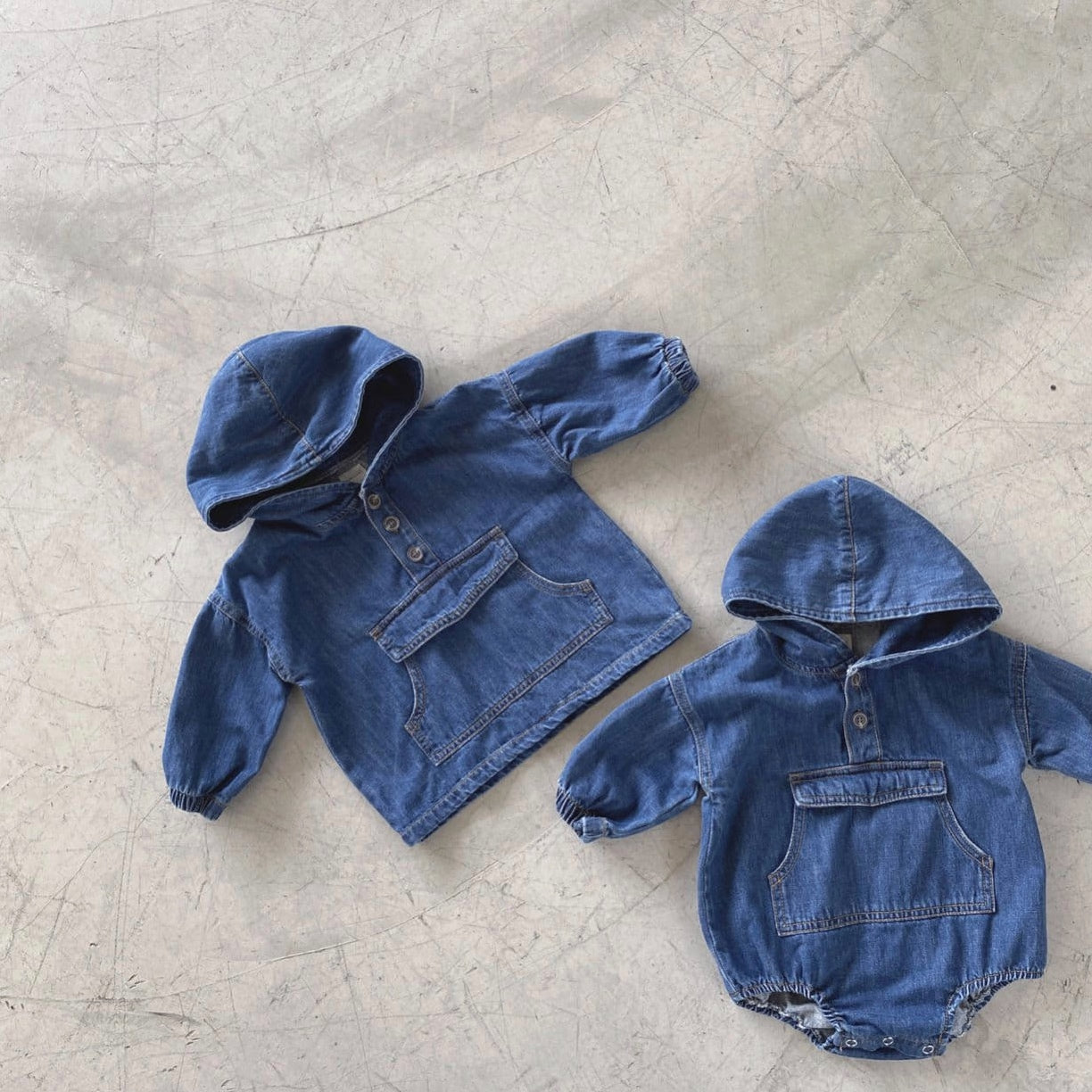 Denim anorak romper