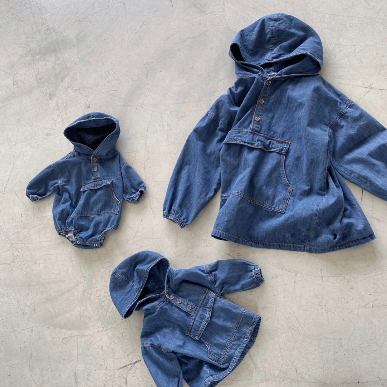 Adult denim anorak pullover