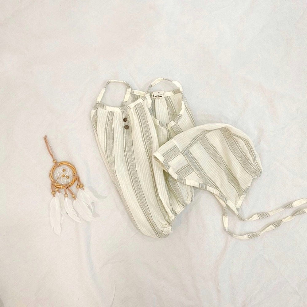 Stripe bodysuit & bonnet