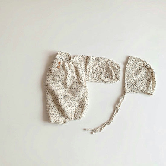 Soft flower romper & bonnet