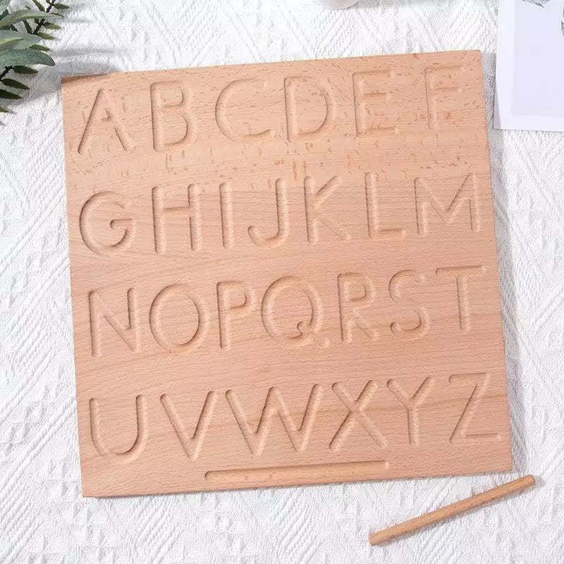 Wooden alphabet practice board