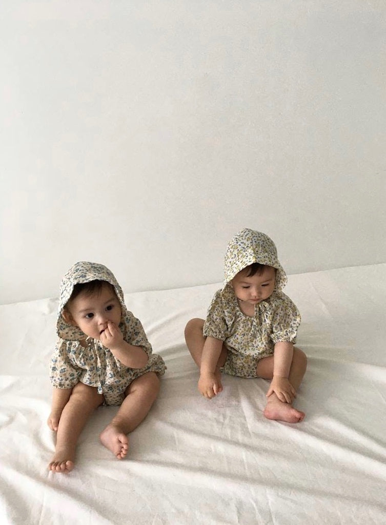 Floral breeze romper & bonnet