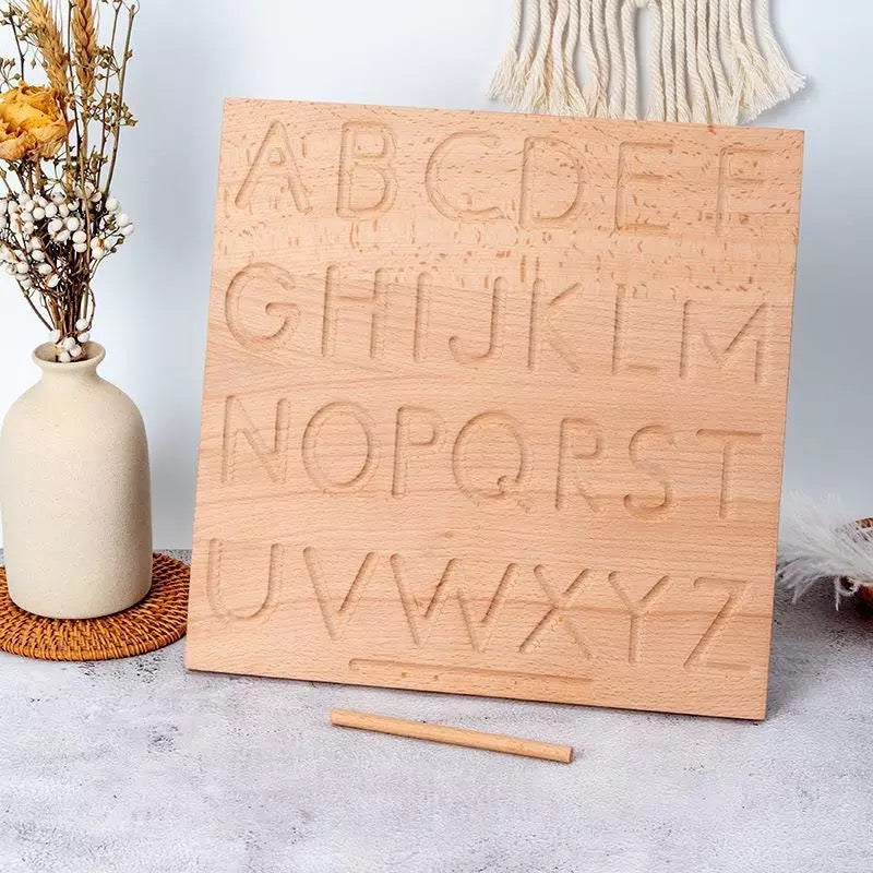 Wooden alphabet practice board