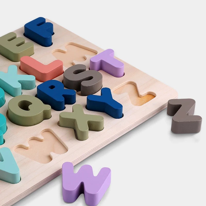 Wooden alphabet board