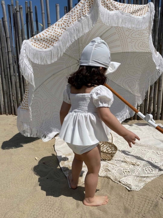 Smocked 2 piece swimwear & bonnet