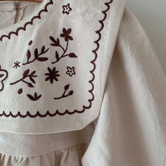 Embroidery collar romper & bonnet