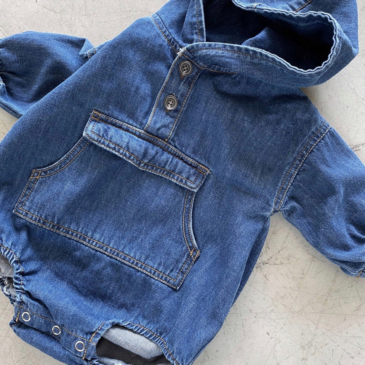 Denim anorak romper