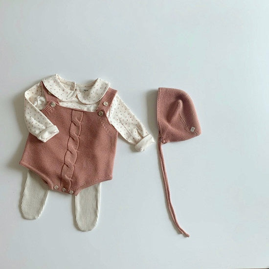 Twist knit bodysuit & bonnet