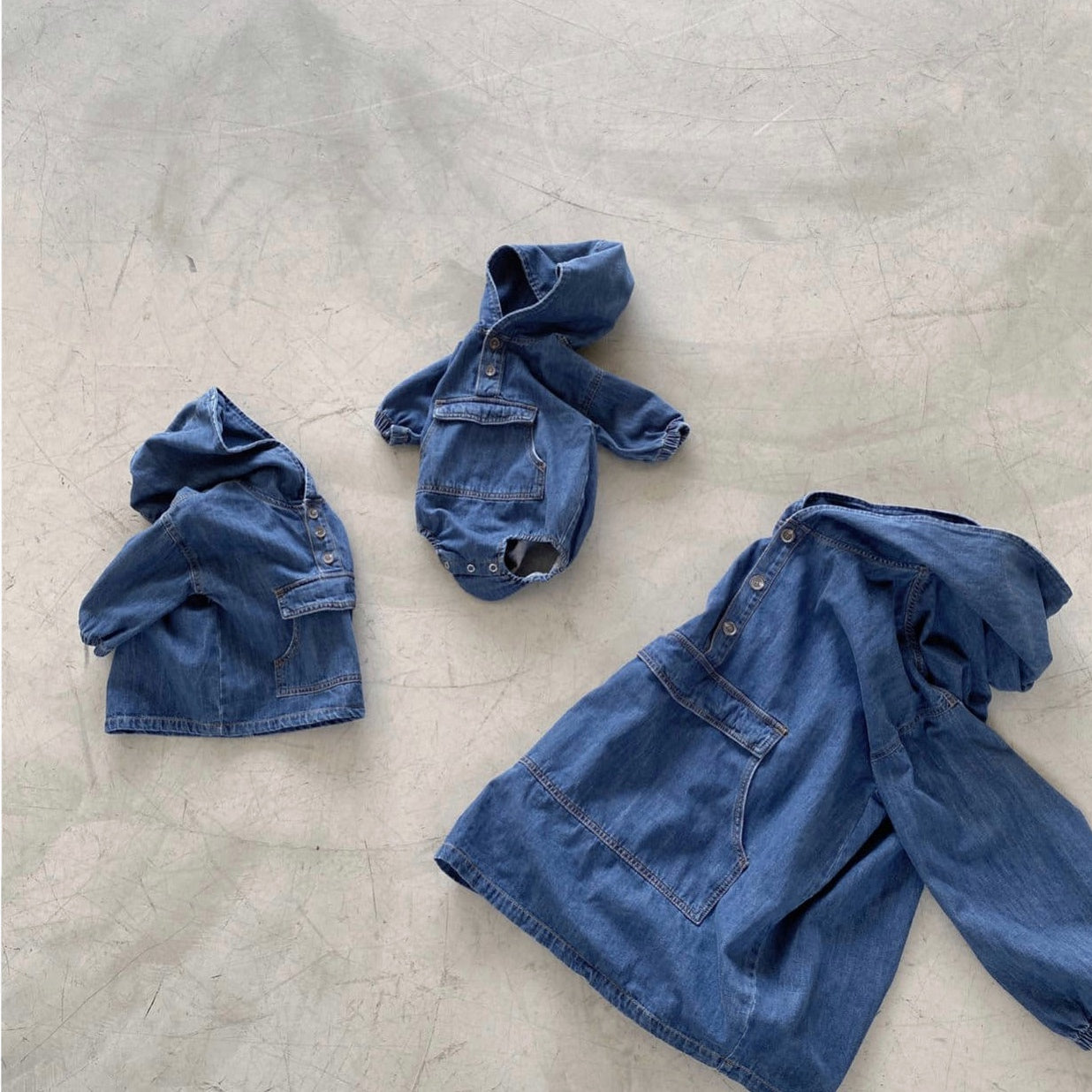 Denim anorak romper