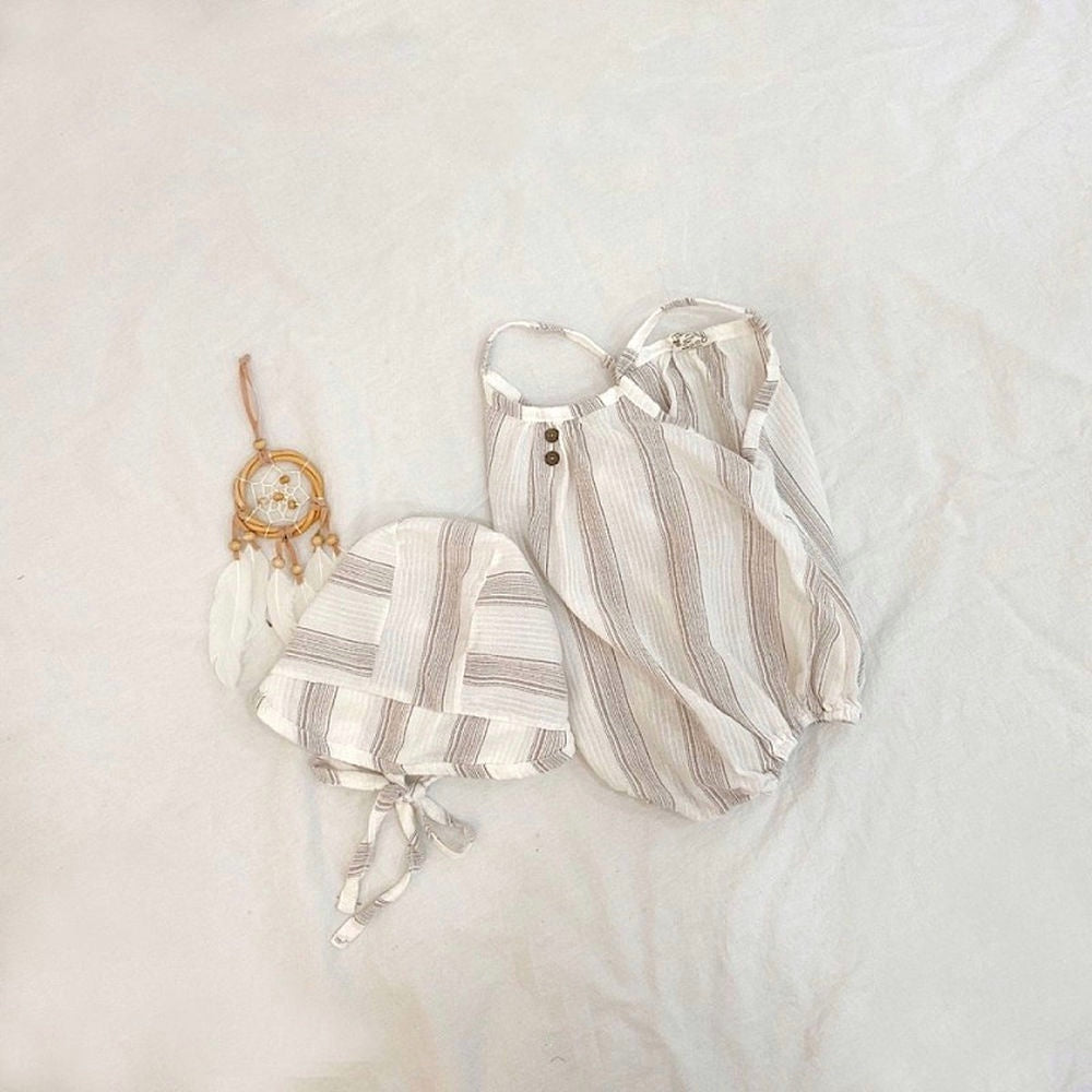 Stripe bodysuit & bonnet