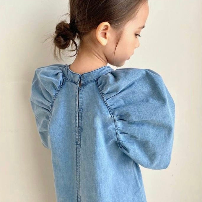 Puff denim dress