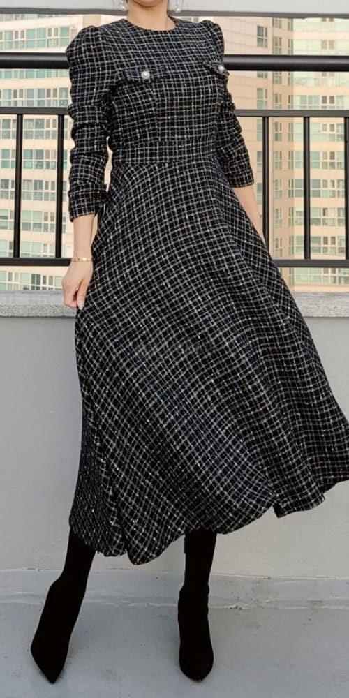 Tweed long dress