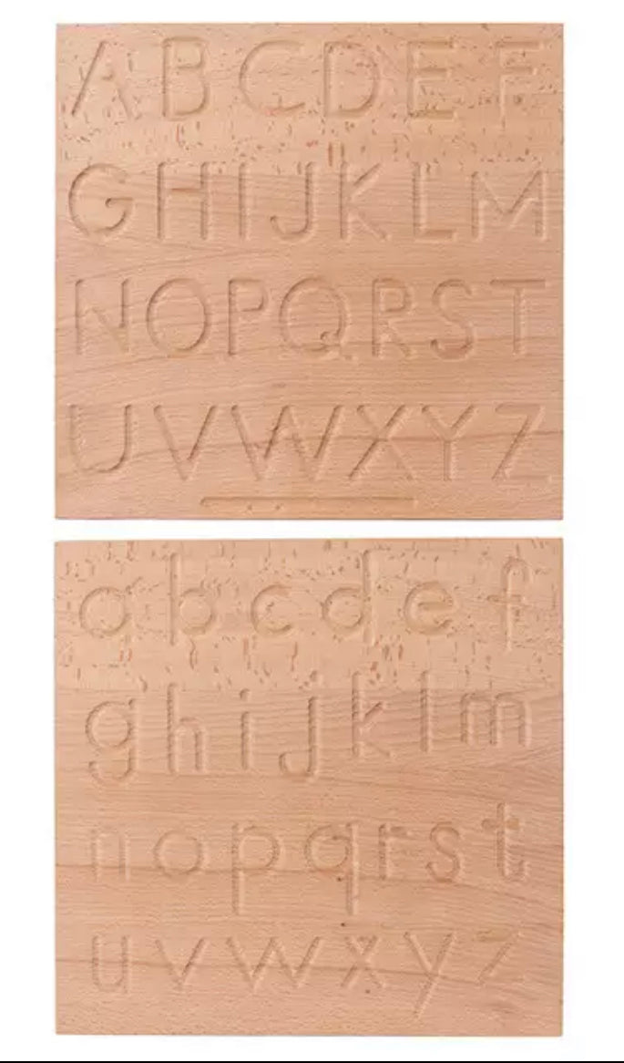 Wooden alphabet practice board