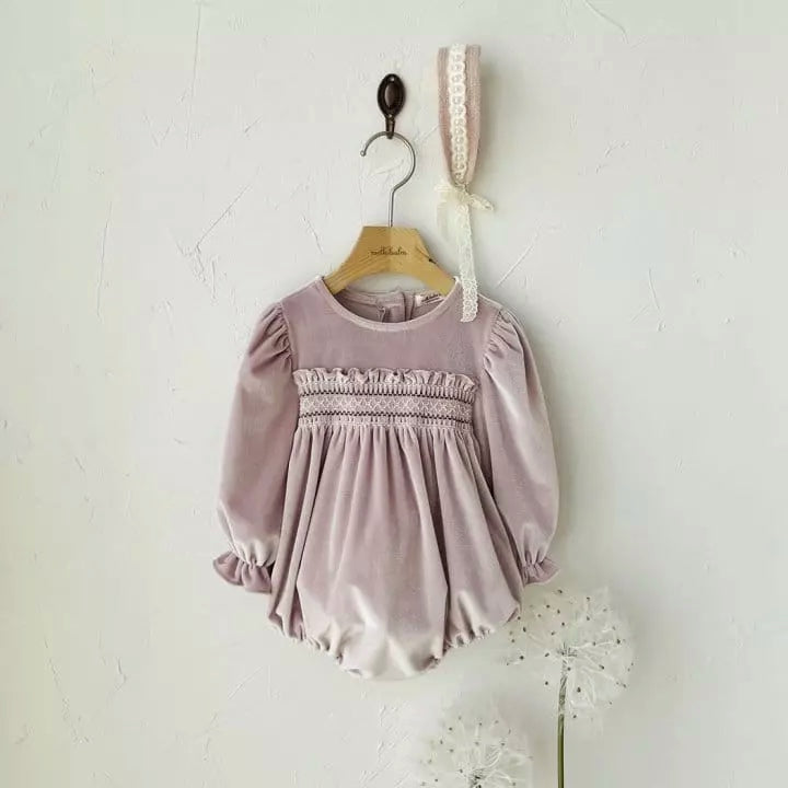 Royal smocked bodysuit