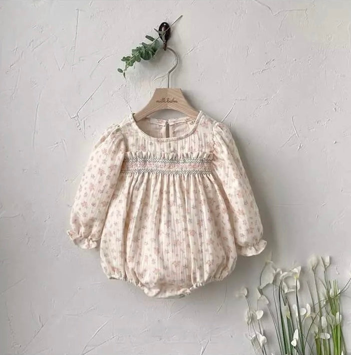 Smocked floral bodysuit