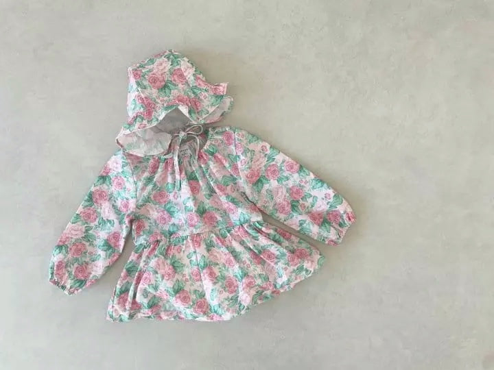 Flower frill bodysuit dress & bonnet