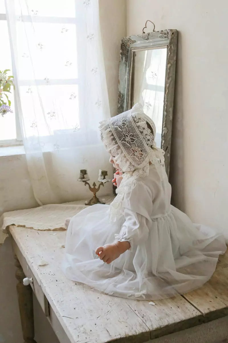 Cecile grey dress with bonnet